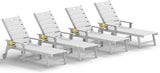 YEFU Lounge Chair Outdoor Set of 4: Outdoor Chaise Lounge with 5-Level Adjustable Backrest, Cup Holders & Wheels - Photo 1