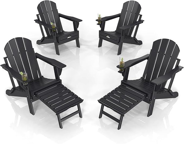 VINGLI Folding Adirondack Chair Set of 4 with Ottoman - Photo 1
