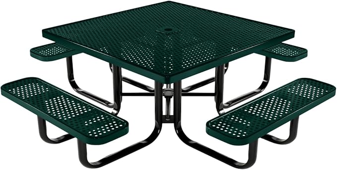 COATEDOUTDOORFURNITURE Heavy-Duty Portable Outdoor Kids Table with Umbrella Hole, Punched Steel Kids Picnic Table - Photo 1