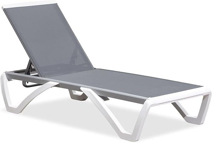 PURPLE LEAF Patio Chaise Lounge Chair Outside Aluminum Plastic Stackable Tanning Chairs for Pool Sunbathing Beach Deck - Photo 3