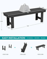 SERWALL 2-Person Outdoor Bench Backless, HDPE Outdoor Benches Weatherproof, 700 Lbs Weight Capacity - Photo 3