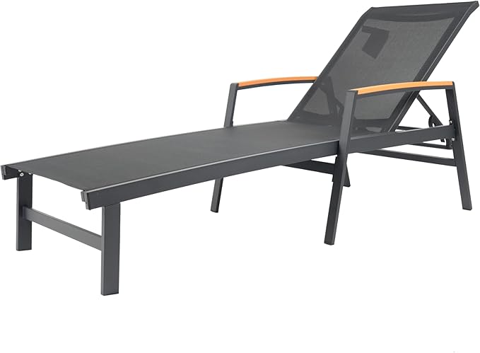 Christopher Knight Home Patio Aluminum Chaise Lounge, Adjustable Mesh Chaise Lounge, 5 Position Back Recliner - Photo 4