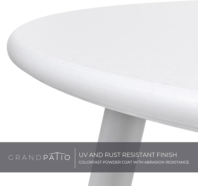 Grand patio Outdoor Side Table 18-inch Round End Table Accent Table for Bistro Balcony Apartment White