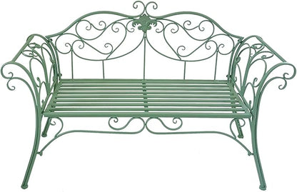 Outdoor Bench Garden Benches for Outdoors Patio Bench Metal Front Porch Bench with Sturdy Cast Iron Metal Frame, Metal Garden Bench Chair 2 Seater for Garden, Yard, Patio, Porch and Sunroom (Color :