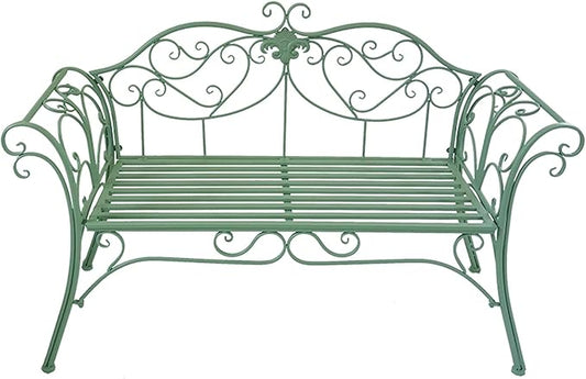 Outdoor Bench Garden Benches for Outdoors Patio Bench Metal Front Porch Bench with Sturdy Cast Iron Metal Frame, Metal Garden Bench Chair 2 Seater for Garden, Yard, Patio, Porch and Sunroom (Color :