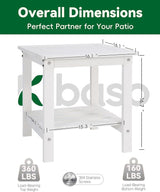 Kibaso-Adirondack Outdoor Side Table, 2-Tier HDPE Outdoor End Table, Weather Resistant Easy Maintenance - Photo 3