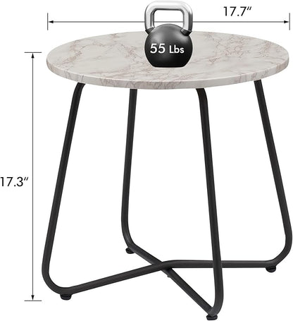 VECELO Patio Outdoor Side Snack Table,Small Round Anti-Rust Metal Style for Garden Balcony,Yard,Living Room