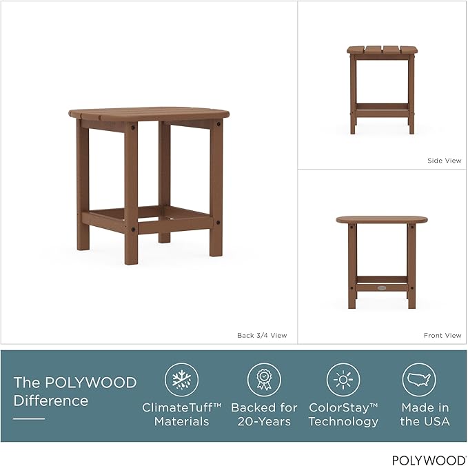 POLYWOOD SBT18TE South Beach 18" Outdoor Side Table, Teak - Photo 3