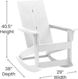 Flash Furniture Set of 4 Finn Modern Commercial Grade Adirondack Rocking Chairs - All-Weather White Poly Resin Wood - Photo 3