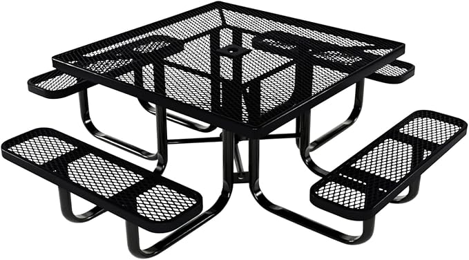 COATEDOUTDOORFURNITURE Heavy-Duty Portable Outdoor Kids Table with Umbrella Hole, Expanded Metal Kids Picnic Table - Photo 1