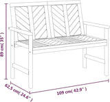 Garden Bench Wood 109 cm Wooden Bench Garden Weatherproof Outdoor Bench Balcony Bench Wood Park Bench Balcony Furniture - Photo 2