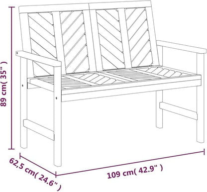 Garden Bench Wood 109 cm Wooden Bench Garden Weatherproof Outdoor Bench Balcony Bench Wood Park Bench Balcony Furniture Wood Solid Wood Acacia