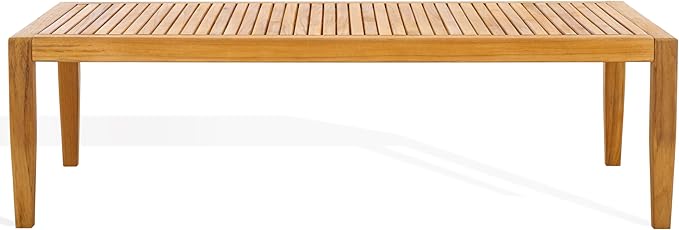 SAFAVIEH Couture Outdoor Collection Samoa Natural Brown Brazilian Teak Solid Wood Patio Coffee Table