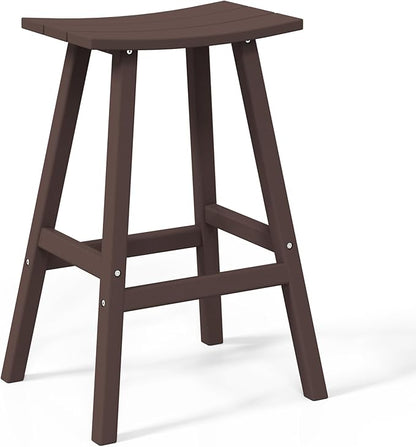 WestinTrends Malibu 2 Piece Set of 29 Height Outdoor/Patio Saddle bar stools, Dark Brown
