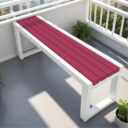 Garden Bench Wood Outdoor Benches All-Weather 2-Person Park Bench Patio Benches with Slatted Seat & Metal Legs, 3.3ft 3.9ft 4.9ft 5.9ft Backless Seat for Porch Lawn Yard(Dark Red White,39.4in)