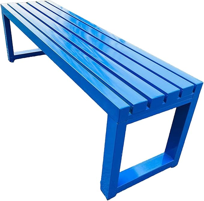 Outdoor Garden Bench,Metal Patio Bench,Weatherproof Backless Benches 2-Person Balcony Seat for Front Porch,Park,Backyard,Entryway 880 Lbs Weight(Blue,59 Inch)