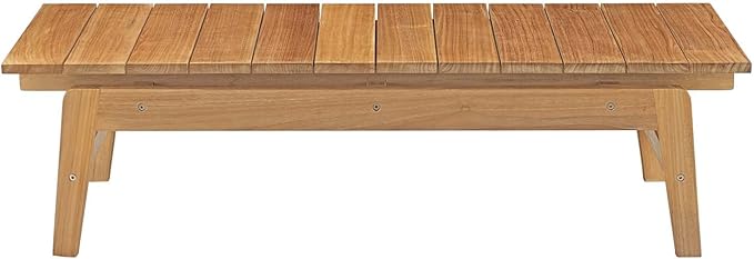 Modway Bayport Teak Wood Outdoor Patio Coffee Table in Natural