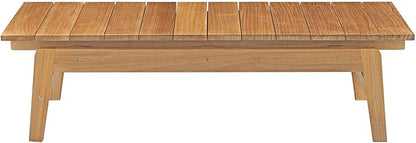 Modway Bayport Teak Wood Outdoor Patio Coffee Table in Natural