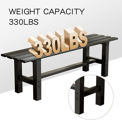 TECSPACE 47 Inches Aluminum Outdoor Weatherproof Bench Backless, 330 LBS Bearing Capacity Garden Porch Bench, Black