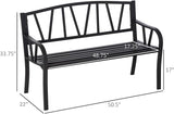 50" Metal Garden Bench, Black Outdoor Patio Bench for 2, Park-Style Comfort, Rust-Resistant with Smooth Armrests - Photo 3