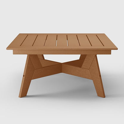 WestinTrends Avalon Modern Low Outdoor Patio Square HDPE Coffee Table, Teak