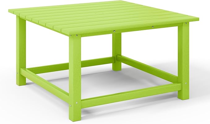 WestinTrends Malibu Low Outdoor HDPE Square Patio Coffee Table, Lime