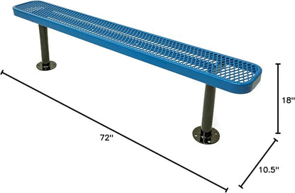 COATEDOUTDOORFURNITURE Heavy-Duty Outdoor Bench Thermoplastic Coated, Expanded Metal, Commercial-Grade Seating, Made in America (Surface Without Back, 6 Ft, Textured Light Blue)