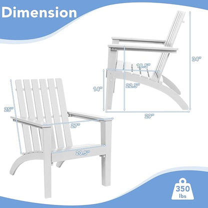 Giantex Adirondack Chair Acacia Wood Outdoor Chairs, 350 lbs Weight Capacity, Weather Resistant Campfire Chairs for Lawn Seating, Garden, Poolside, Balcony, Patio Adirondack Lounger, White
