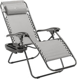 Heavy Duty Zero Gravity Chair with Adjustable Reclining, Large Side Table, Gray 600D Polyester - Photo 1