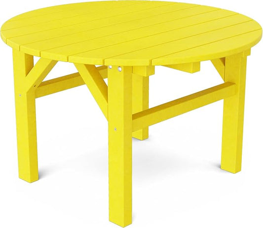 Wildridge Classic 33" Occasional Table, Lemon Yellow - Outdoor Weather Resistant Recycled Plastic Furniture for Patio