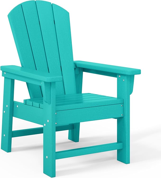 Costaelm Kids Lawn Chair, Toddler Outdoor Chair Kids Patio Furniture and Outdoor Children Picnic Activity Modern Adirondack Chairs for Garden, Patio, Backyard & Beach, Turquoise