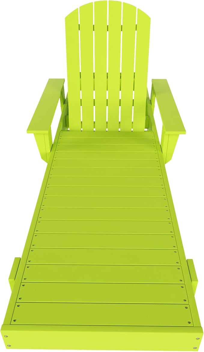 WestinTrends Dylan HDPE Outdoor Patio Poly Adirondack Reclining Chaise Lounge with Arms, Lime