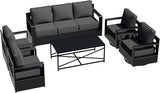 Outdoor Aluminum Furniture Set, 6-Piece Patio Conversation Set, 2 Swivel Chairs, 2 Chairs, 1 Sofa and 1 Table - Photo 1