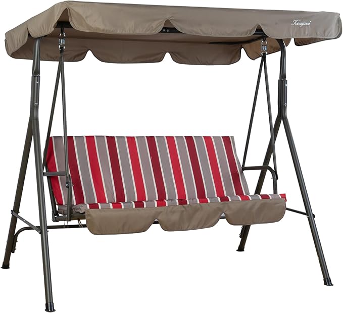 Kozyard Alicia 3-Seat Patio Swing, Outdoor Canopy Swing with Steel Frame - Photo 6