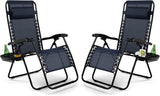 Tangkula Set of 2 Zero Gravity Chair, Folding Patio Lounge Chair Adjustable Outdoor Recliner with Cup Holder - Photo 1