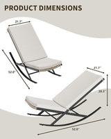 GarveeLife Outdoor Rocking Lounge Chair Set of 2, Patio Chaise Lounge with Removable Cushion for Napping Relaxing - Photo 2