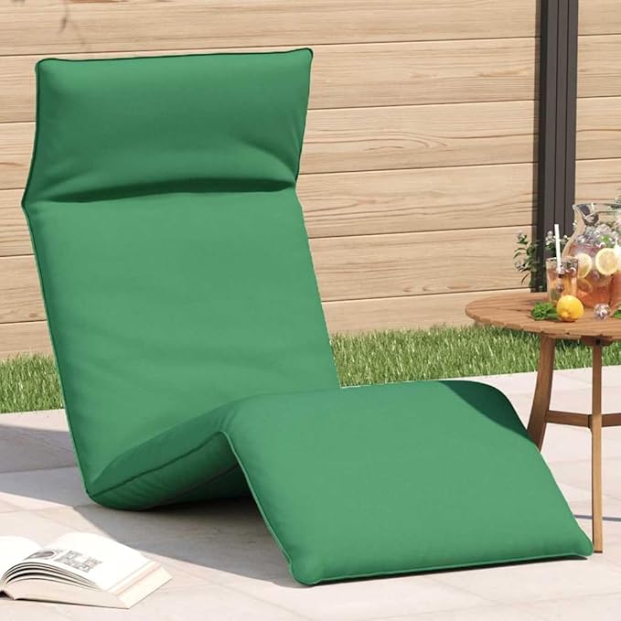 Folding Sun Lounger Green 68.9x21.3x3.3 Oxford Fabric Outdoor Reclining Camping Patio Beach Lawn Chair for Garden Deck - Photo 1