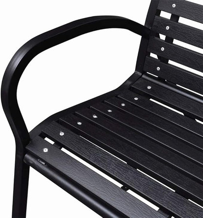 BLUECC Vintage Garden Bench with Steel Frame 3-Seater Outdoor Patio Furniture