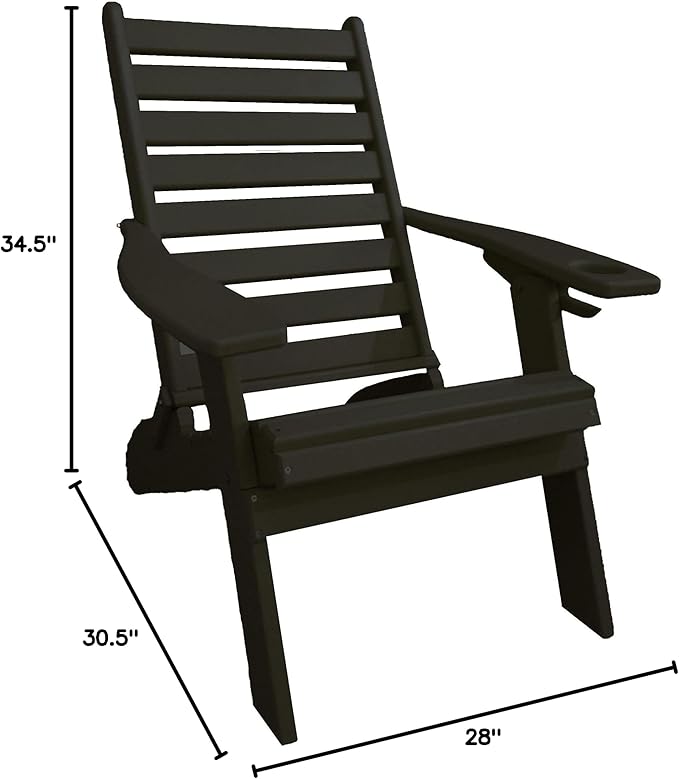 Furniture Barn USA Farmhouse Collection Poly Ladderback Folding Adirondack Chair, Black