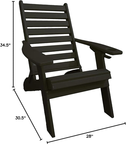 Furniture Barn USA Farmhouse Collection Poly Ladderback Folding Adirondack Chair, Black