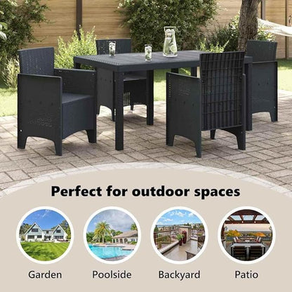 vidaXL Garden Table Anthracite 59.06 x 39.37 x 28.74 in Poly Rattan, Modern Garden Table, Rectangular, Durable Poly Rattan Dining Furniture for Outdoor Patio, Weather-Resistant Seating Area