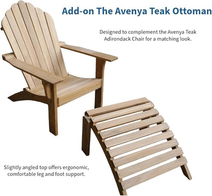 Touchstone Teak Adirondack Chair, Ergonomic Outdoor Patio Chair, A-Grade Teak Wood, Weather-Resistant with Stainless Steel Hardware