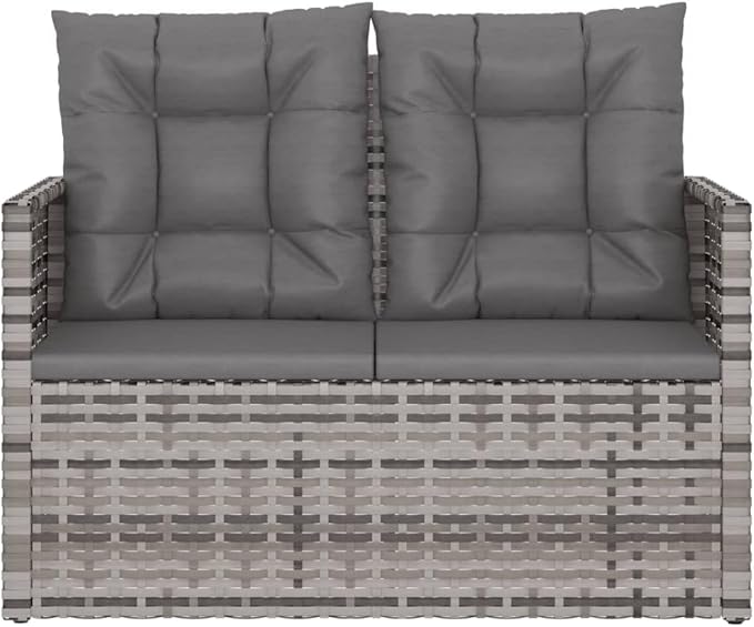 Patio Bench with Cushions Gray 41.3" Poly Rattan Deck Bench Outdoor Bench Garden Bench Porch Bench for patios, Gardens - Photo 5