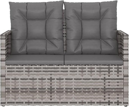 Patio Bench with Cushions Gray 41.3" Poly Rattan Outdoor Benches Garden Benches Outdoor Bench for Park Garden Patio and Lounge