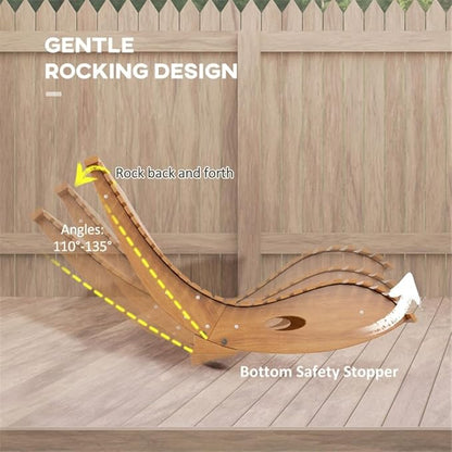 Pool Lounge Chair for Sun Shelf, Pool Chairs and Lounger for in Pool Tanning Chaise Lounge | Rocking Outdoor Lounger Chair Wooden Furniture for Patio,Poolside & Sun Deck Tanning - Teak
