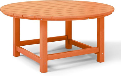 WestinTrends Dylan 5-Piece Outdoor Patio HDPE Adirondack Chair with Round Coffee Table Conversation Set, Orange