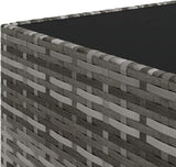 vidaXL Gray Square Patio Coffee Table- Weather Outdoor Furniture with Tempered Glass Top and PE Rattan Material - Photo 3