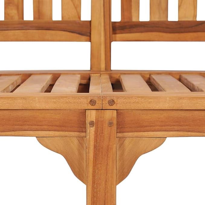 Banana Bench, Garden seat, Vintage Garden Wooden Bench, Bench with backrest and armrests for Patio, Garden, Yard, Lawn,59.4" Solid Teak Wood