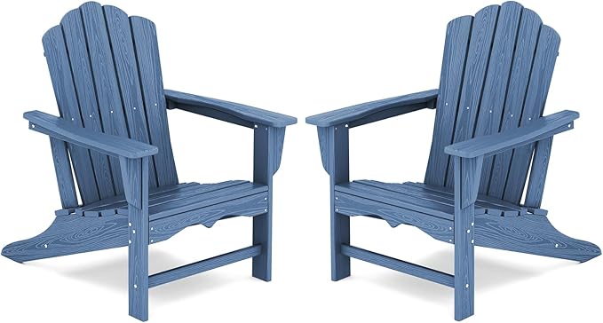 KINGYES HDPE Adirondack Chair, Classic All-Weather Adirondack Chairs Set of 2 - Photo 1