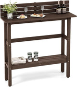 Tangkula Outdoor Bar Table, 48 Inch Patio Pub Height Table with Storage Shelf & Adjustable Foot Pads - Photo 1